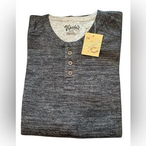Black/Gray Heather Woody’s Henley Long‎ Sleeve Shirt